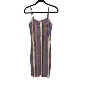 RVCA‎ blue brown sleeveless strap dress button side womens  Size: S